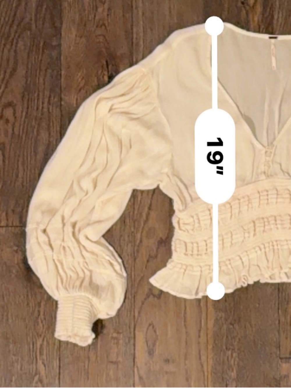 Free People Cream V-Neck Smocked Waist Blouse - Picture 3 of 9